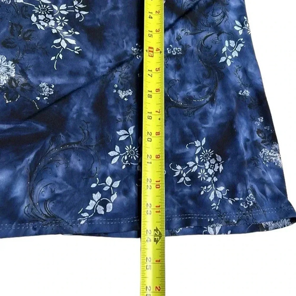 Y2K CLAIRE FRANCE.Blouse,2X blue,floral,glitter,business casual,scoop,twofer - Picture 5 of 9